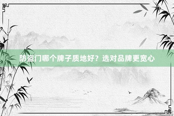 防盗门哪个牌子质地好？选对品牌更宽心
